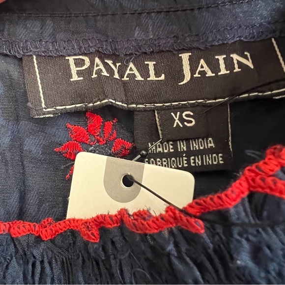 ANTHROPOLOGIE Payal Jain Jayna Embroidered Off The Shoulder Sheer Blouse Size XS - Picture 7 of 11